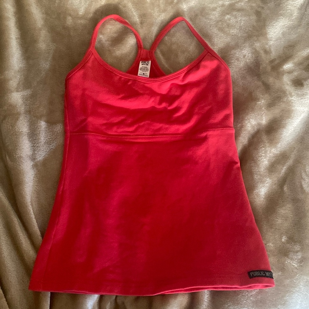 Cute public myth red workout longline bra tank top size smalll